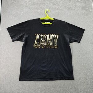 VINTAGE US Army Men Shirt 2X‎ Black 90s USA Single Stitch This We'll Defend